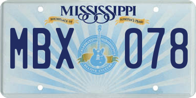 MS license plate MBX078