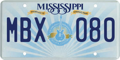 MS license plate MBX080