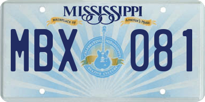 MS license plate MBX081