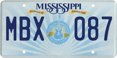 MS license plate MBX087