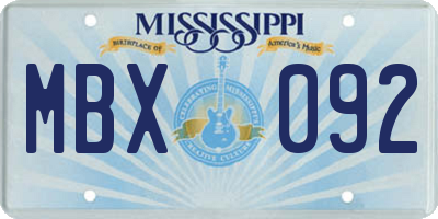 MS license plate MBX092