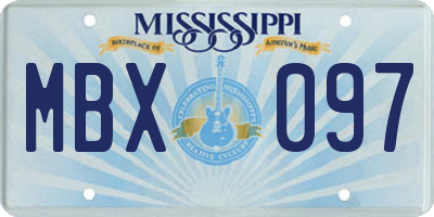 MS license plate MBX097