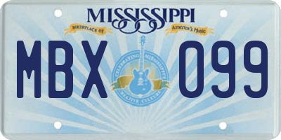 MS license plate MBX099