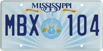MS license plate MBX104