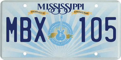 MS license plate MBX105