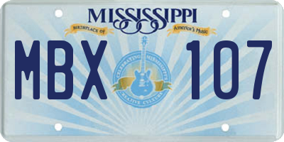 MS license plate MBX107
