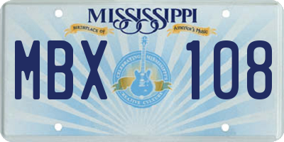 MS license plate MBX108