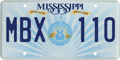 MS license plate MBX110