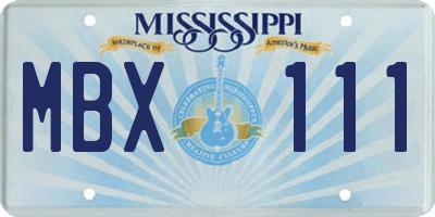 MS license plate MBX111