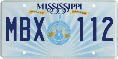 MS license plate MBX112