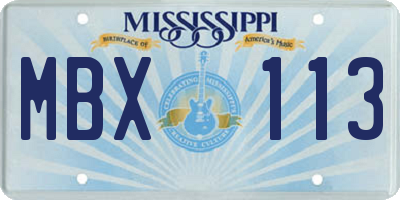 MS license plate MBX113