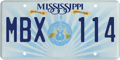 MS license plate MBX114