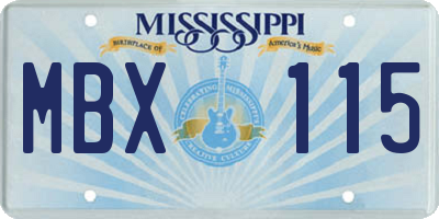MS license plate MBX115