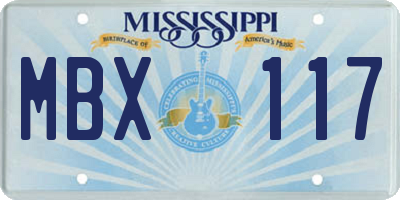 MS license plate MBX117