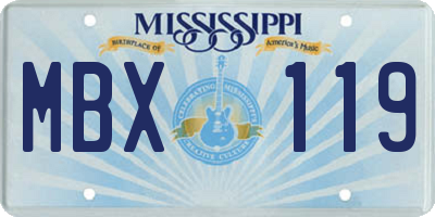 MS license plate MBX119