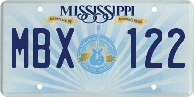 MS license plate MBX122