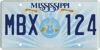 MS license plate MBX124