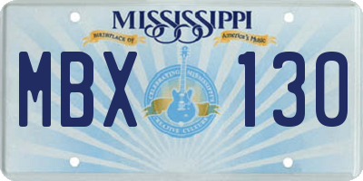 MS license plate MBX130