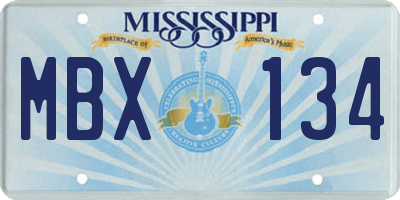 MS license plate MBX134
