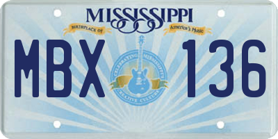 MS license plate MBX136