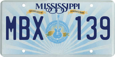 MS license plate MBX139