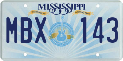 MS license plate MBX143