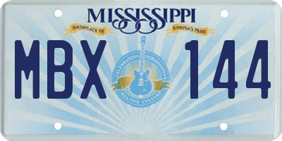 MS license plate MBX144