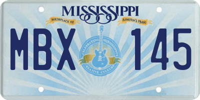 MS license plate MBX145