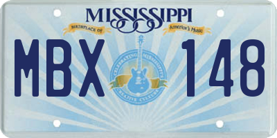 MS license plate MBX148