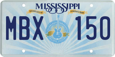 MS license plate MBX150