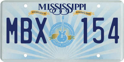 MS license plate MBX154