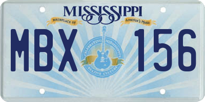 MS license plate MBX156