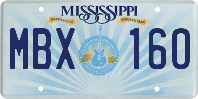 MS license plate MBX160