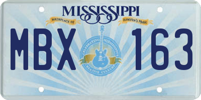MS license plate MBX163