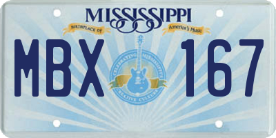 MS license plate MBX167