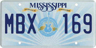 MS license plate MBX169