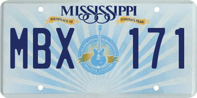 MS license plate MBX171