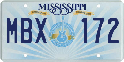 MS license plate MBX172