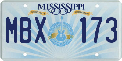 MS license plate MBX173