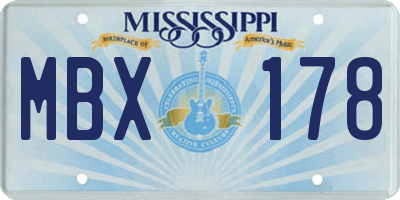 MS license plate MBX178