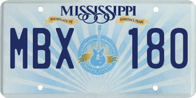 MS license plate MBX180