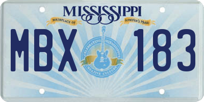 MS license plate MBX183