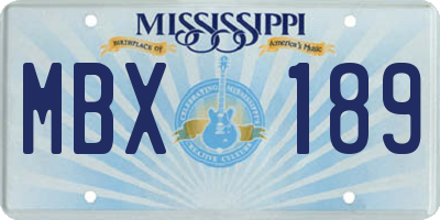 MS license plate MBX189
