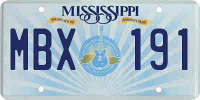 MS license plate MBX191