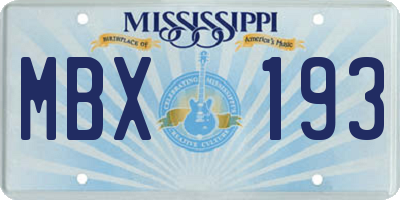 MS license plate MBX193