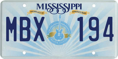 MS license plate MBX194