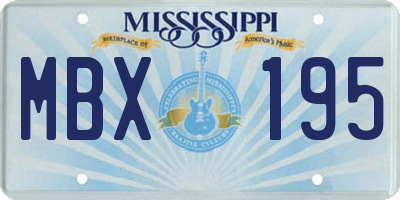 MS license plate MBX195