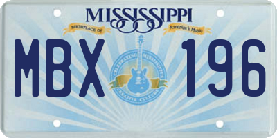 MS license plate MBX196