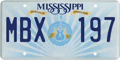MS license plate MBX197