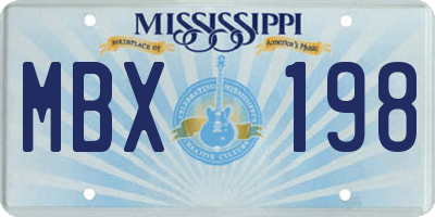 MS license plate MBX198